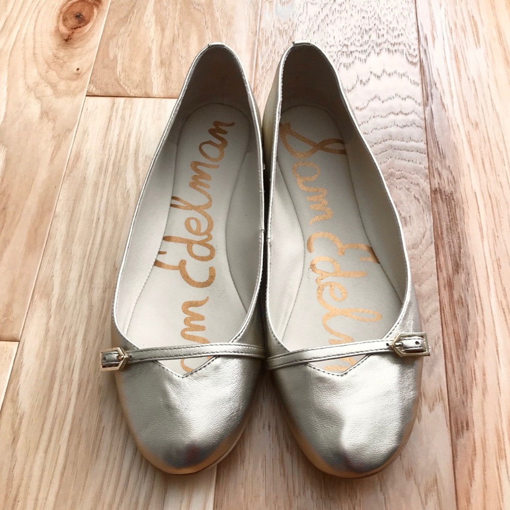 Gold Sam Edelman Ballet Flats Mary Jane Style